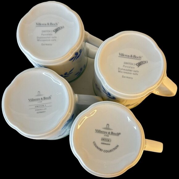4 New Villeroy And Boch Switch 3 Mugs Set Accent For Castell Cordoba Costa Blue - Picture 10 of 10